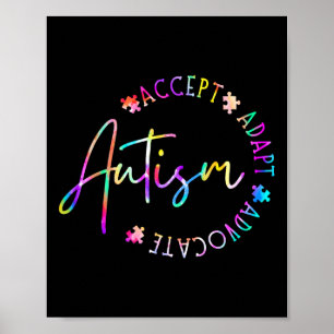 Autism Awareness Accepterar Adapt Advocate Autism Poster