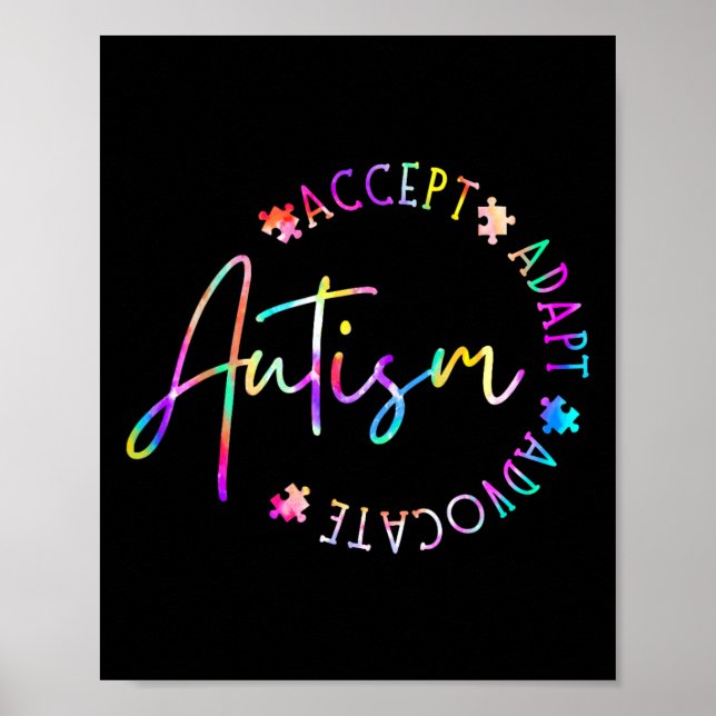 Autism Awareness Accepterar Adapt Advocate Autism  Poster (Framsidan)