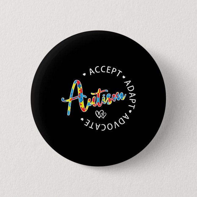 Autism Awareness Accepterar Adapt Advocate Autisti Knapp (Framsida)