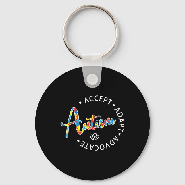 Autism Awareness Accepterar Adapt Advocate Autisti Nyckelring (Framsida)