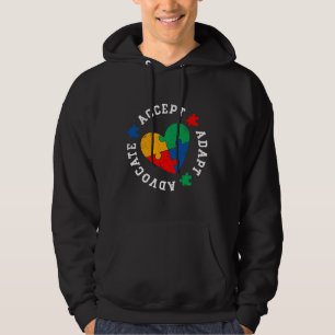 Autism Awareness Accepterar Adapt Advocate Colorfu Hoodie