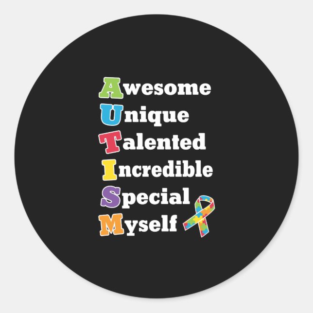 Autism Awareness Acronym Runt Klistermärke (Framsida)