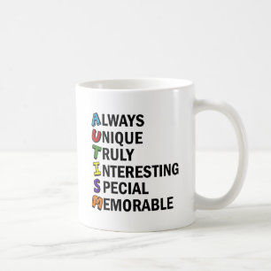 Autism Awareness Acrostic Cute Rainbow Ord Dikt Kaffemugg
