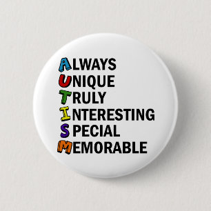 Autism Awareness Acrostic Cute Rainbow Ord Dikt Knapp