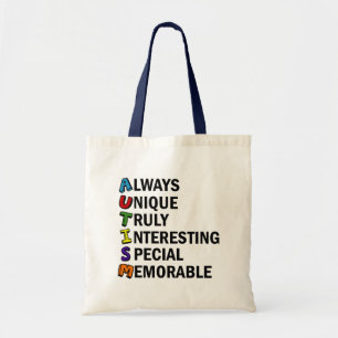 Autism Awareness Acrostic Cute Rainbow Ord Dikt Tygkasse