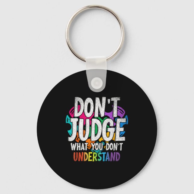 Autism Awareness Adult Uni-kids Black Short Sleeve Nyckelring (Framsida)