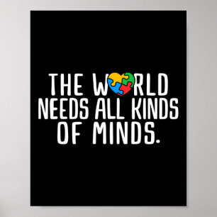 Autism Awareness all slags tänkande Autistic Suppo Poster