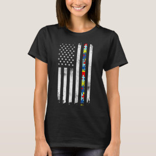 Autism Awareness American Flagga Active T Shirt