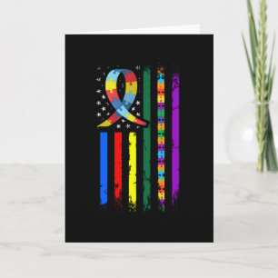 Autism Awareness American Flagga Kort