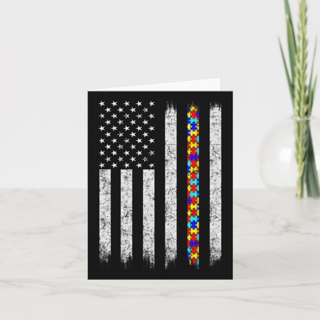 Autism Awareness American Flagga Kort (Framsida)