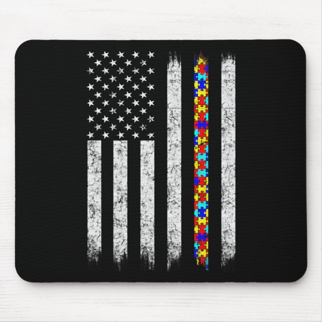 Autism Awareness American Flagga Musmatta (Framsidan)