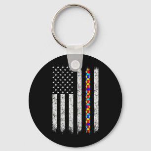 Autism Awareness American Flagga Nyckelring