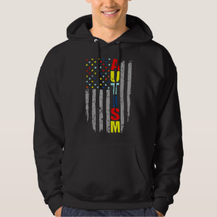 Autism Awareness American Flagga Puzzle Biet Hoodie