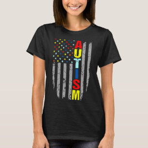 Autism Awareness American Flagga Puzzle Biet T Shirt