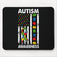 Autism Awareness American Flagga Puzzle Ribbon Pap