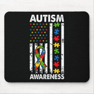 Autism Awareness American Flagga Puzzle Ribbon Pap Musmatta