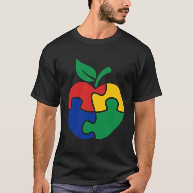 Autism Awareness Apple puzzle Autism T Shirt (Framsida)