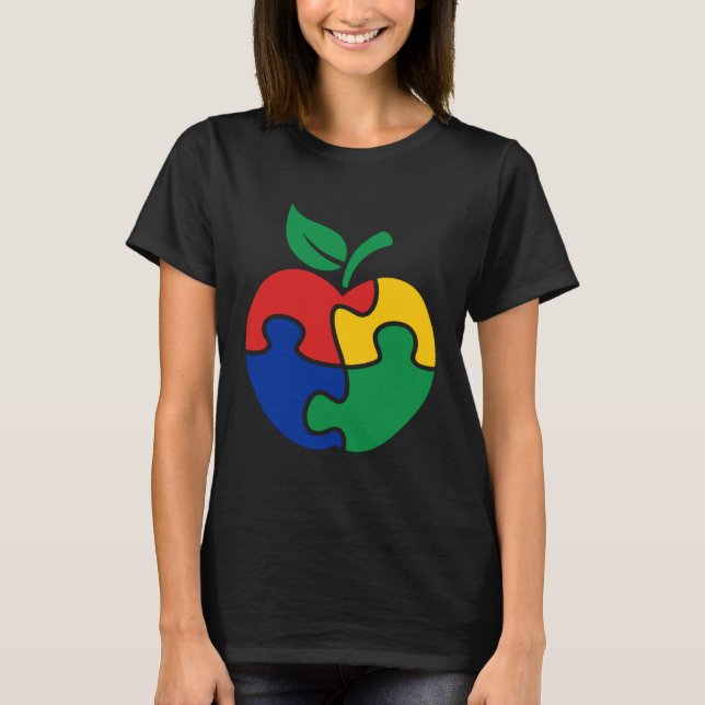 Autism Awareness Apple puzzle Autism T Shirt (Framsida)