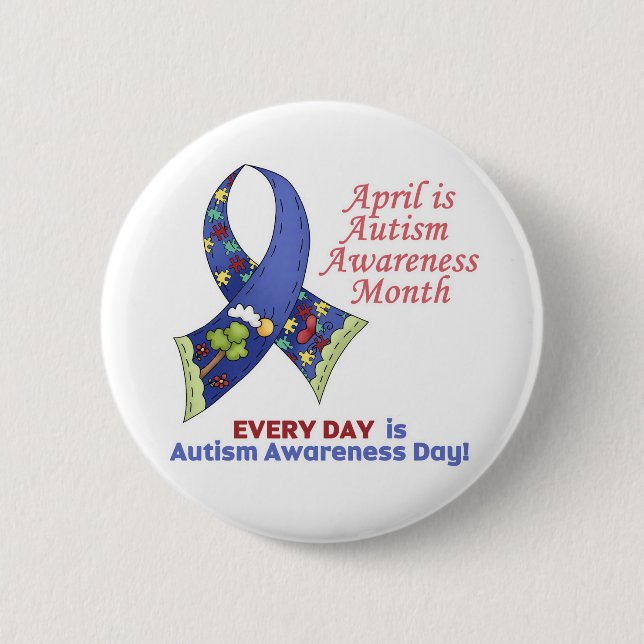 Autism Awareness April and Varje Day Knapp (Framsida)