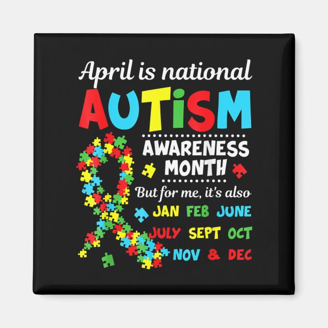 Autism Awareness - April är National Autism Awaren Magnet (Framsidan)