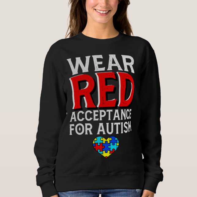 Autism Awareness April Wear Red Acceptance for Aut T Shirt (Framsida)