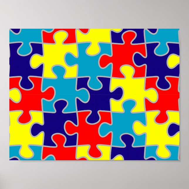 Autism Awareness ASD Aspergers Puzzle Mönster Poster (Framsidan)