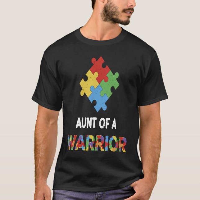 Autism Awareness Aunt Of A Warrior Autistic Kids A T Shirt (Framsida)