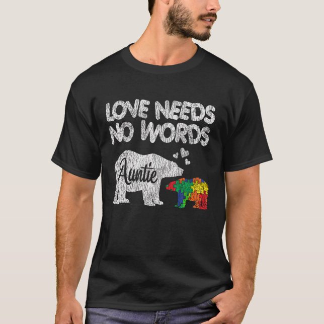 Autism Awareness Auntie Bear Family Autistic Kids T Shirt (Framsida)