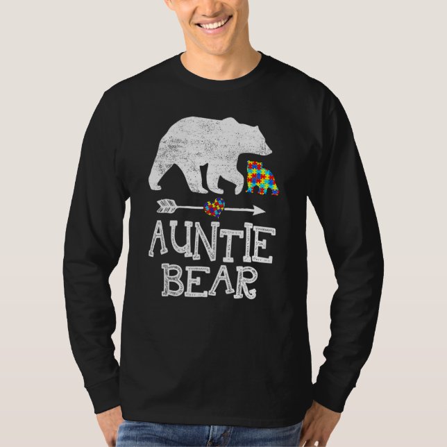 Autism Awareness Auntie Bear Support Autistic Adul T Shirt (Framsida)