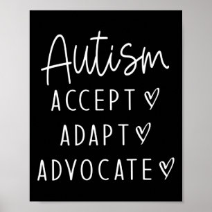 Autism Awareness Autism Accepterar Adapt Advocate Poster