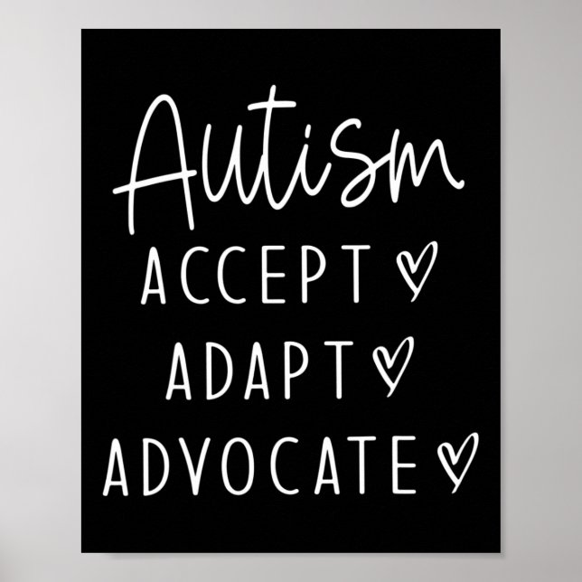 Autism Awareness Autism Accepterar Adapt Advocate Poster (Framsidan)