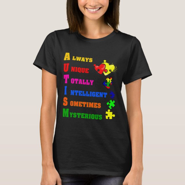 Autism Awareness Autism Acronym Puzzle Biet Suppo T Shirt (Framsida)