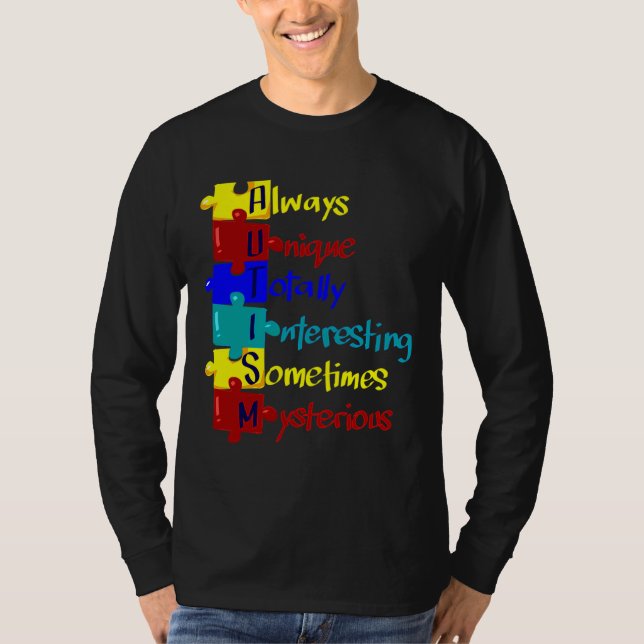 Autism Awareness Autism Acronym Puzzle T Shirt (Framsida)