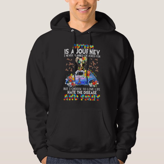 Autism Awareness Autism är en resa Hoodie (Framsida)