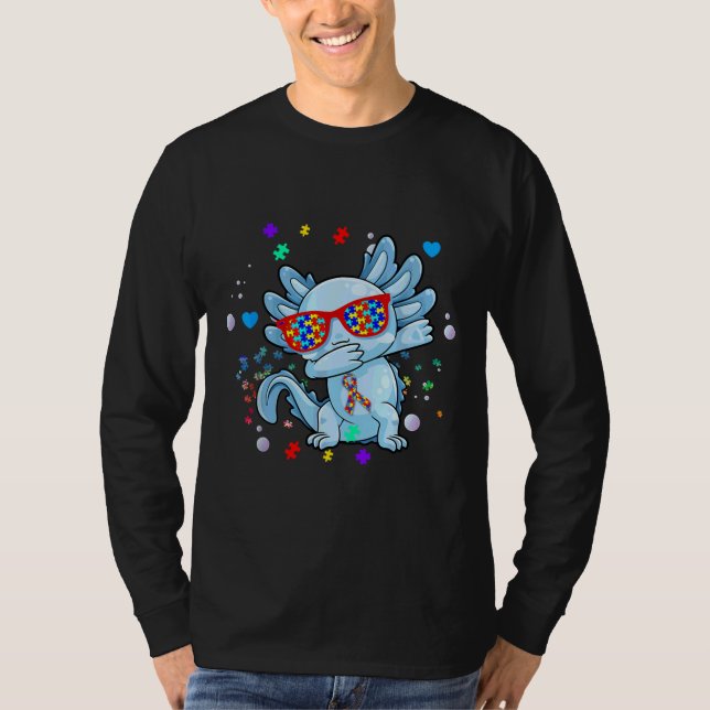 Autism Awareness Autism Axolotl Dabbing Autism T Shirt (Framsida)