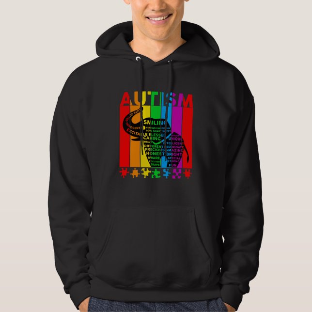 Autism Awareness Autism Elephant Support Autism Hoodie (Framsida)