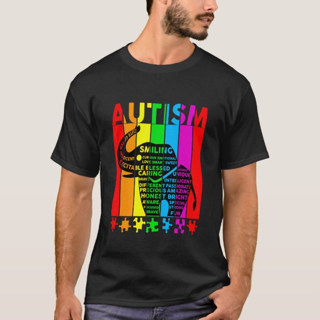 Autism Awareness Autism Elephant Support Autism T Shirt (Framsida)