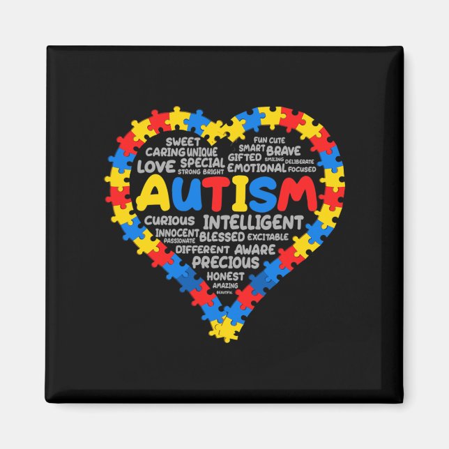 Autism Awareness Autism Heart Autism 1 Magnet (Framsidan)
