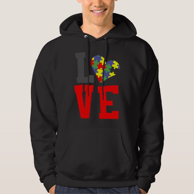 Autism Awareness Autism Love Hoodie (Framsida)