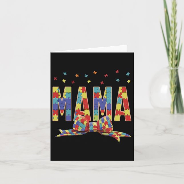 Autism Awareness Autism Mamma Accept Kärlek Puzzle Kort (Framsida)