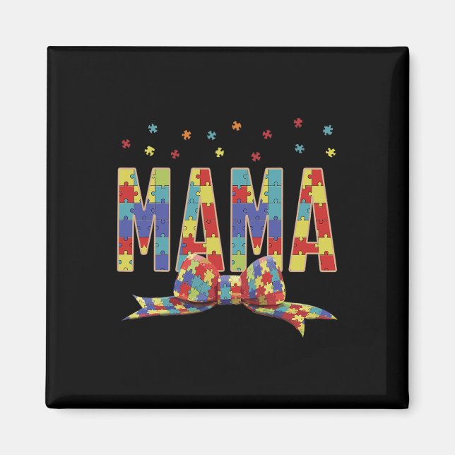 Autism Awareness Autism Mamma Accept Kärlek Puzzle Magnet (Framsidan)