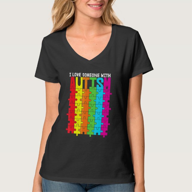 Autism Awareness Autism Mamma I Kärlek någon med A T Shirt (Framsida)