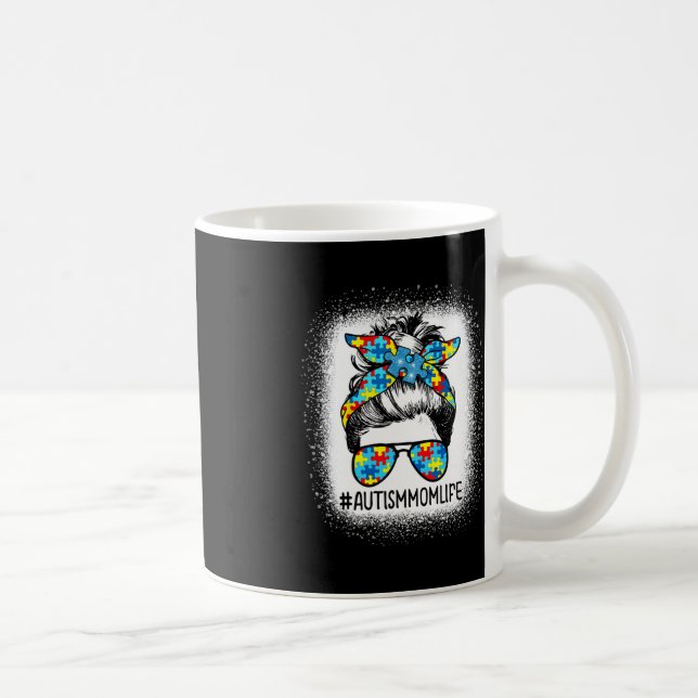 Autism Awareness Autism Mamma Life Messy Hair Bun  Kaffemugg (Höger)