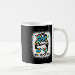 Autism Awareness Autism Mamma Life Messy Hair Bun  Kaffemugg