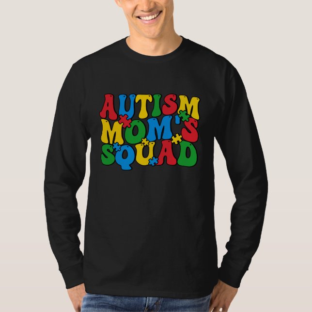 Autism Awareness Autism Mom's Squad Puzzle Pieces  T Shirt (Framsida)