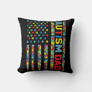 Autism Awareness Autism Pappa America Flagga Puzzl Kudde