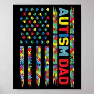 Autism Awareness Autism Pappa America Flagga Puzzl Poster