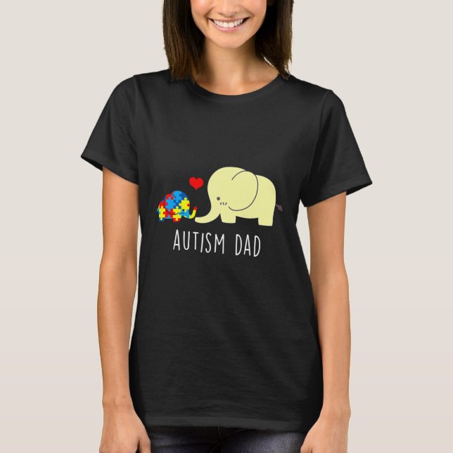 Autism Awareness Autism Pappa Elephant T Shirt (Framsida)