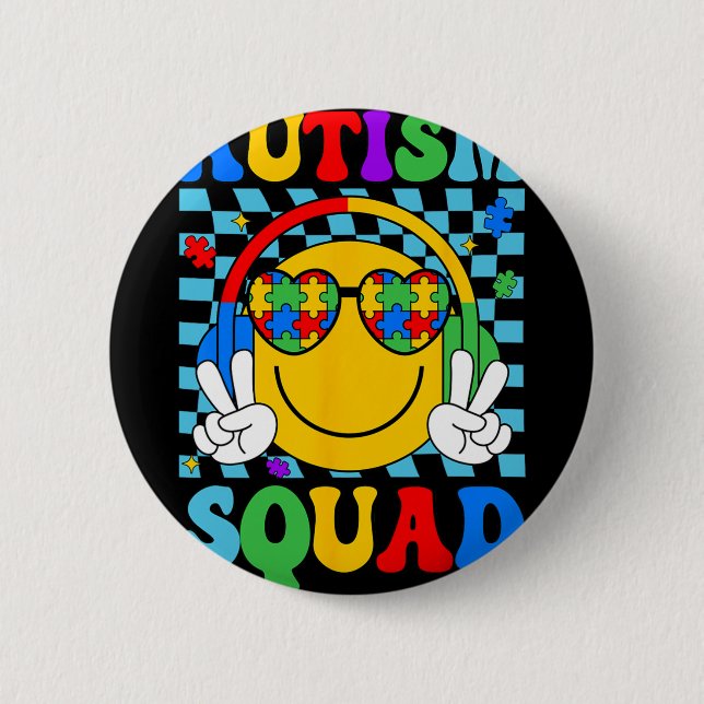 Autism Awareness Autism Square Support Smile Ansik Knapp (Framsida)