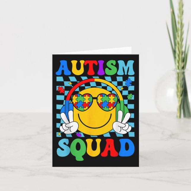 Autism Awareness Autism Square Support Smile Ansik Kort (Framsida)